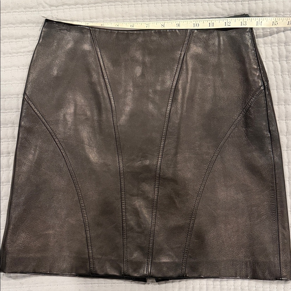 Vintage Women’s Black Leather Panel Mini Skirt with back laced detailing size 2